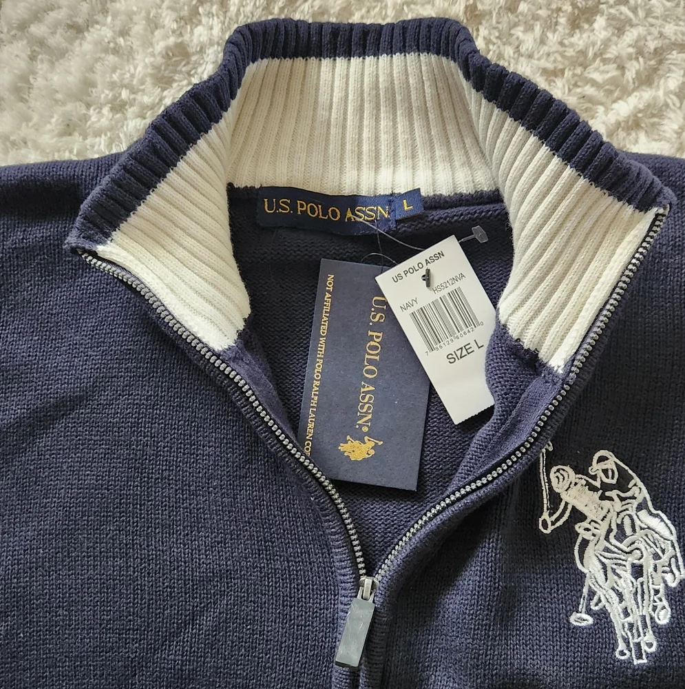 U.S. Polo Assn. Navy Full-Zip Sweater